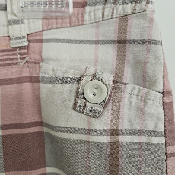 St. Johns Bay Women's Size 6 Bermuda Shorts Plaid Pink Tan Brown Pockets - Picture 4 of 11